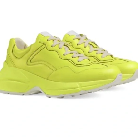 Gucci Neon Yellow Athletic Shoes Leather Sneakers Gucci Rhyton 37 EU/6.5 US Women main image 4